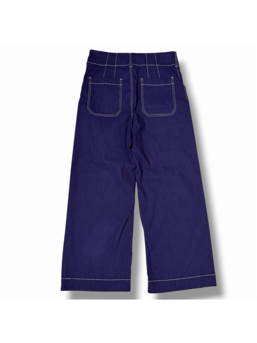 Meave Anthro Colette Crop Wide Leg Pants Contrast Stitch Purple Magic Fabric 28 - Picture 5 of 11